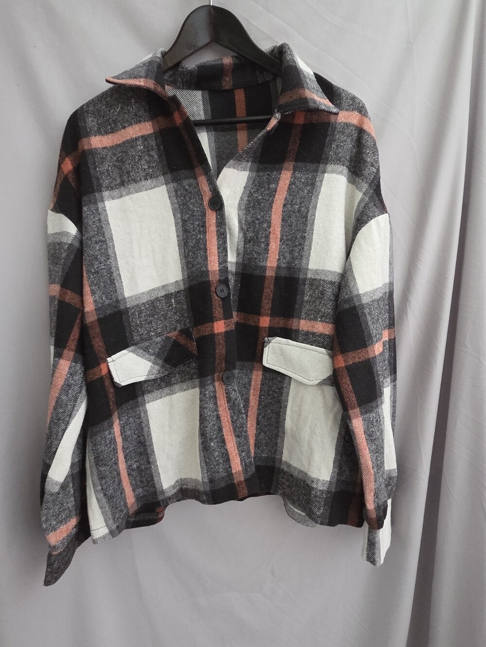 Plaid Button-Down Shacket Size XL